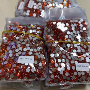 Orange SS3 to SS30 Flat Back Rhinestone Non Hot Fix Glass Crystal Stone