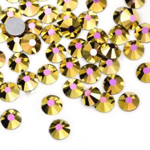 Fuchsia gold SS3-SS30 Flat Back Crystals Non Hot Fix glass crystal Rhinestones For wedding dress 