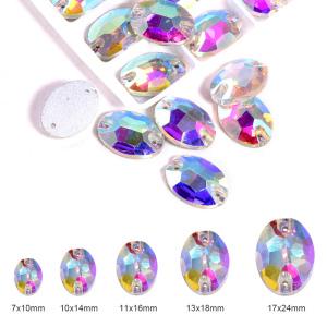 High quality crystal AB sew on rhinestone clear flat back sew on stone