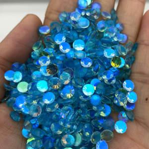 New Color Aquamarine Aurora SS3-SS30 Flat Back Crystal Stone