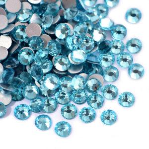 Aquamarine SS3-SS30 Nail Garment Crystal Strass  Glue On Crystal Stones non hot fix rhinestones flat back bulk