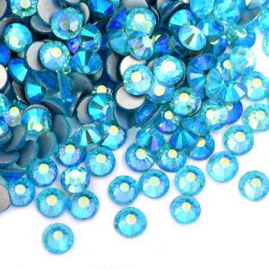 Aquamarine AB SS3-SS30 Nail Garment Crystal Strass  Glue On Crystal Stones non hot fix rhinestones flat back bulk 