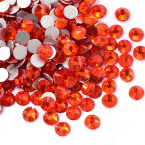 Orange SS3-SS30 Round Crystal Stones Non Hot Fix Diamond Glass Flat Back Rhinestone For Crafts