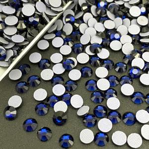 Wholesale Washable Back Bulk Dark Indigo Glass Iron On Rhinestone Crystal Heat Transfer Hotfix Rhinestones