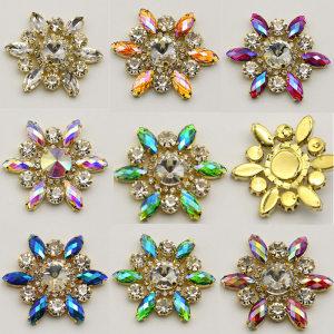 Bling Rhinestones Crystal Stone Brooch Large Flower Patch Glass Bodice Rhinestone Appliques For Carnival