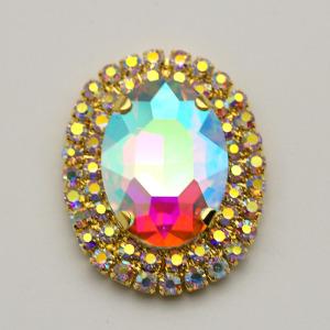 Hot Sale Oval Shape Crystal Brooch Crystal Rhinestones Brooch Appliques For Carnival Party