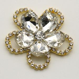 Big Flower Shape Crystal Brooch Crystal Rhinestones Brooch Appliques For Carnival Costumes