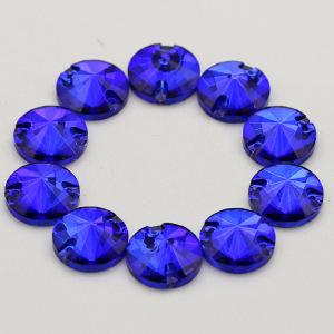 Rivoli Sapphire Glass Rhinestones With Holes Flat Back Rivoli Stone Wholesale Rhinestone Sew On Clothes