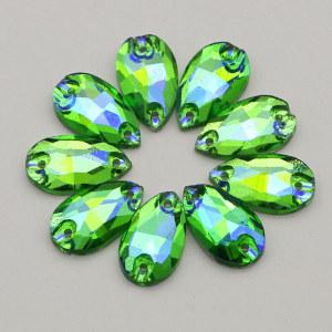 Teardrop Emerald AB Rhinestones GEMS Glass Crystal Sew On Loose Rhinestones for Shoes Garments Bags Clothes 