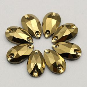 Teardrop Mine Gold Crystal Sew On Non Hotfix Flat Back Glass Stone Crystal AB Color DIY Stones For Garment Accessories