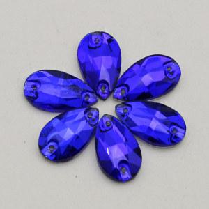 Teardrop Sapphire Glass Beads Flatback Sew On Rhinestone Crystal Crystal AB For DIY Garment Fashion Wedding Dress