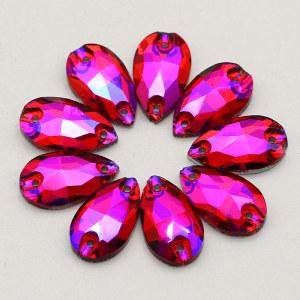 Teardrop Siam AB Glass Crystal AB Sew On Rhinestones Buttons for Clothes