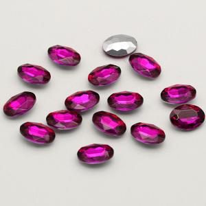 Oval Fuchsia Glass Crystal Beads  Point Back Glass Rhinestones For DIY Handmade