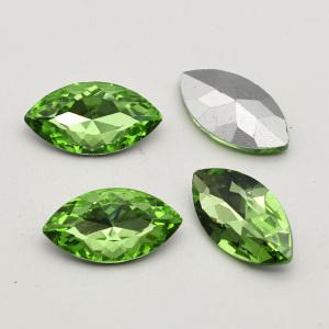 Navette Peridot Glass Stone Point Back Crystal Rhinestone For Clothing Accessories