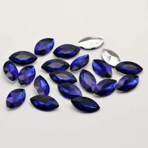 Navette Sapphire  Point Back Glass Nail Rhinestone Loose Beads Crystal Stone for DIY Clothes Decoration