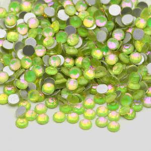 Crystal Velvet Yellow Crystal Rhinestones Colorful Non Hot-Fix Round Glitter Crystal Flatback Rhinestone 3D Nail Art Decoration