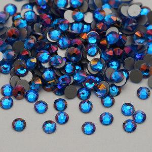 Capri Blue Light Bling Crystal Glass Rhinestone Non Hotfix Strass Glass Beads For Costume Design